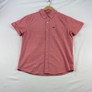 Hollister Red Heathered Short Sleeve Button Down Shirt – Size Medium – Y2K Style